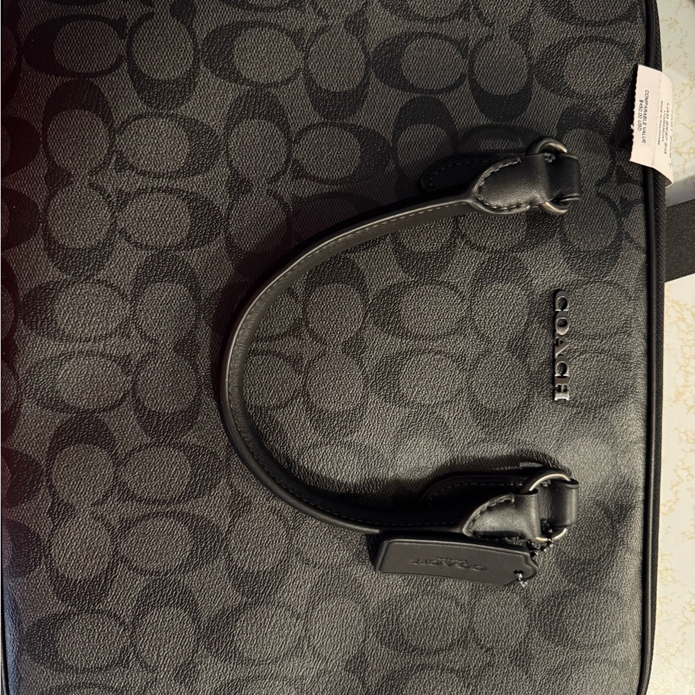 Coach Black Briefcase with Signature Design